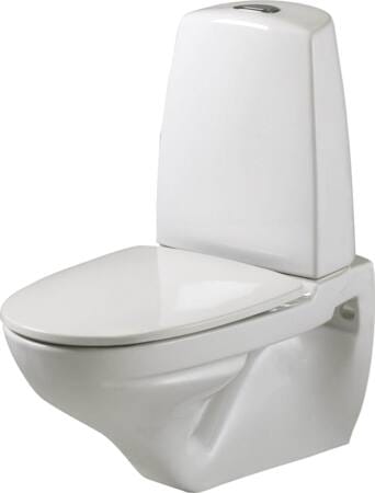 Væghængt toilet med synlig cisterne
